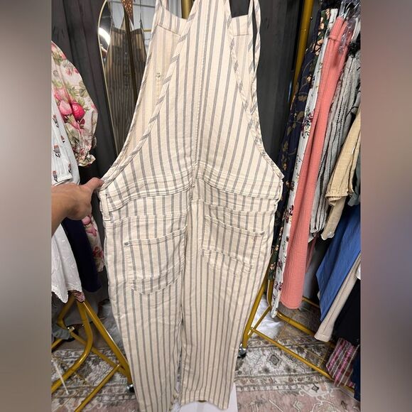 Anthropologie Pilcro Railroad Stripe Painter Denim Overalls NWOT - Picture 7 of 8